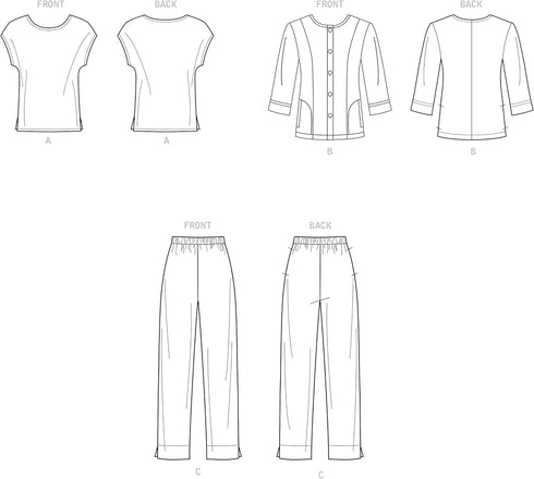 Simplicity Women's Jacket, Knit Top, and Pull-On Pants Packet, Code 9269 Sewing Pattern, Sizes 26W-32W, White...