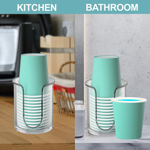 Bathroom Cup Dispenser 5 oz Countertop,2 Pack Mouthwash Cup Holder for Bathroom,PC Small Disposable Cup Holder for 5oz Paper Cups and Mouthwash Cu...