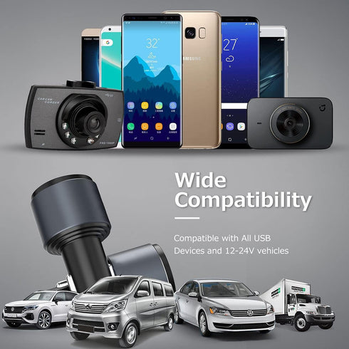 Car Charger, MOKPR Dual Port USB Car Charger Adapter with Blue LED, Quick Charge 3.0 & 2.4A Charging Port Compatible with iPhone 14/13/12/12 pro/1...