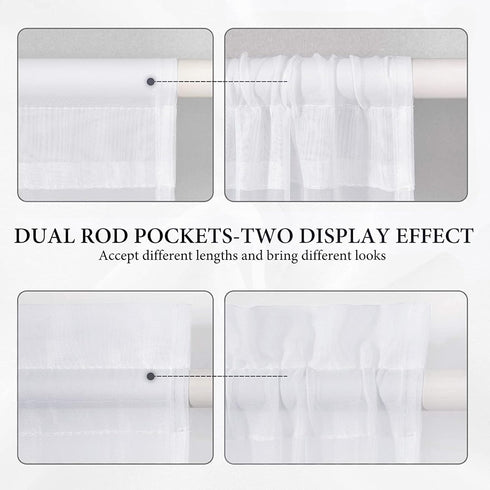 MIULEE Sidelight Sheer French Door Curtains 25 x 40 Inches Light Filtering Window Treatment with Tieback - 2 Panels, White...