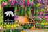 AOYEGO Bear Welcome Garden Yard Flag 12.5"x 18" Double Sided Polyester Black Background Bear House Flag Banners for Patio Lawn Outdoor Home Decor...