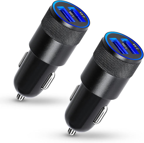 2 Pack Car Charger, 3.4a Fast Charge Dual Port USB Cargador Carro Lighter Adapter for iPhone 14 13 12 11 Pro Max X XR XS 8 Plus 6s, iPad, Samsung ...