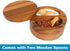 Multi-Use Spice Box, Acacia Wood Salt and Pepper Cellar with Magnetic Swivel Lid and Mini Spoons, 2-Compartment Container, Kitchen decor, 4.76"...