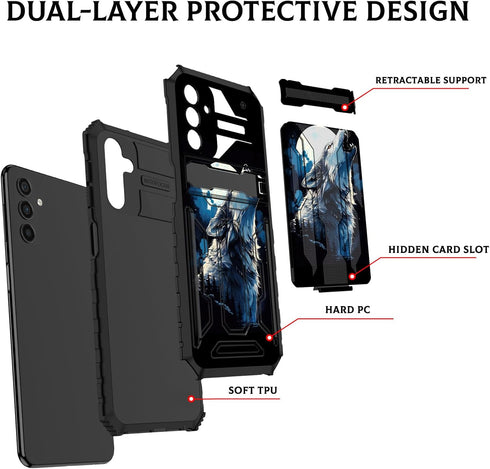 for Samsung Galaxy A15 5G Wallet Case with Card Holder,Galaxy A15 5G Case with Kickstand Dual Layer Hybrid Heavy-Duty Shockproof Phone Case for Ga...