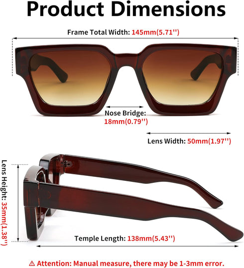 FEISEDY Retro 90s Square Sunglasses for Women Men Trendy Chunky Rectangle Sunglasses UV400 Protection B2385...