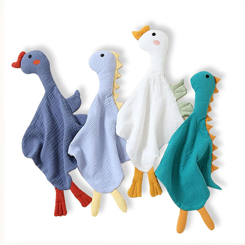 Organic Cotton Muslin Lovey Blanket, Organic Cotton Muslin Dinosaurs Security Blanket Soft & Breathable Lovie Baby Gifts for Boys and Girls (Gray ...