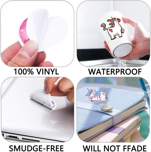 Unicorn Stickers 50pcs, Cute Girls Stickers Pack for Laptop Water Bottle Hydroflask Book Gifts Bag, Vinyl Waterproof Decals Rainbow Unicorn Decora...