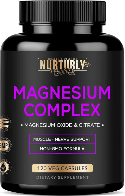 Magnesium Citrate & Oxide 500mg Complex Supplement - High Absorption Maximum Strength - Helps Support Bone Density and Strength, Muscles, Energy a...