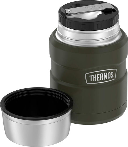 THERMOS Stainless King Vacuum-Insulated Food Jar with Spoon, 16 Ounce, Army Green...