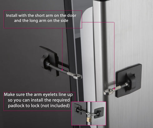 Refrigerator Door Lock Without Padlock - Black