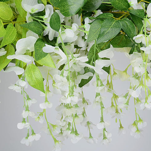 CLONG 5pack Wisteria Garland Flower Garland Artificial Flowers Wisteria Vines Fake Ivy Flowers Total 33ft (White)...