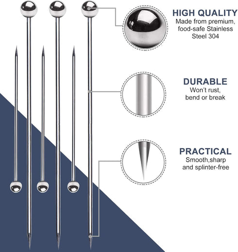 8" Stainless Steel Cocktail Picks, Bloody Mary Skewers (8inch, Set of 15 )...
