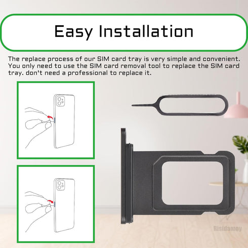 for iPhone 11 Black SIM Card Slot Replacement Single SIM Version for iPhone11 Card Tray Holder Adapter with Waterproof Rubber Ring Repair Tool Fix...