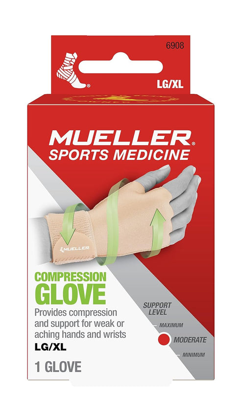 MUELLER Sports Medicine Arthritis Compression Glove, Hand and Wrist Support, Fits Right or Left Hand, Pain Relief for Men and Women, Beige, Large/...
