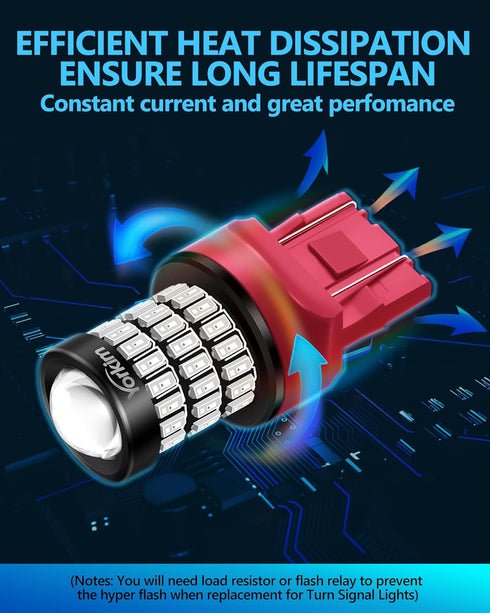 Yorkim 7440 LED Bulb Red 7443 led brake lights bulb with Projector 7441 7444 W21W T20 led bulb Replacement Lamp for brake lights tail lights turn ...