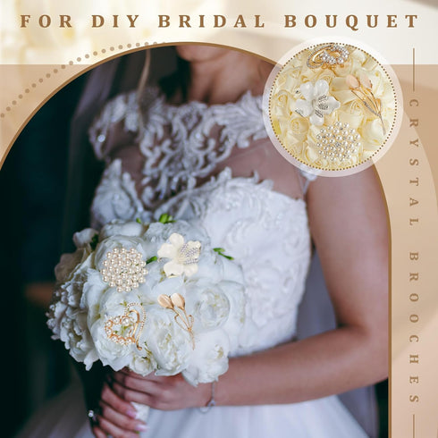 8 Pcs Rhinestone Flower Brooches for Women's Brooches Pins Pearl Snowflake Heart Brooch for Women Bridal Wedding Women's Brooches & Pins...