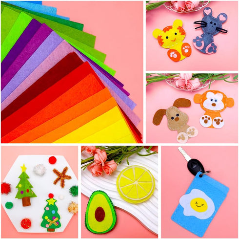 IOOLEEM Felt Sheets, 108pcs 4"x4" (10 cm x 10 cm), 36 Colors, Pre-cut Felt Sheet for Crafts, Craft Felt Fabric Sheets, Sewing Felt Squares for Pat...
