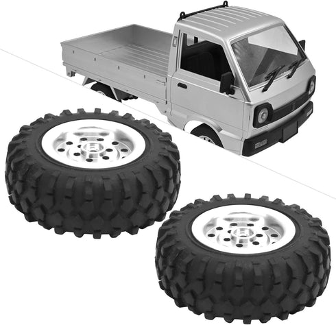 55mm/2.2in 1/10 Scale Rubber Tires & Wheel Rims AntiSkid Fit for D12 Model Parts (Silver S)...