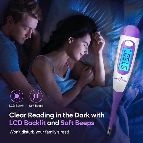 Easy@Home Digital Basal Thermometer with Large Backlight LCD Display, 1/100th Degree High Precision and Memory Recall, NOT Bluetooth Enabled,Upgra...