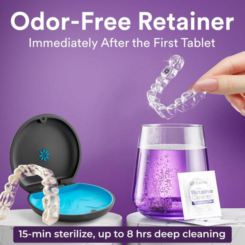 Retainer Cleaner Tablets, Invisalign Cleaner, Remove Stains, Odors & Plaque, Night Guard Cleaner, FSA & HSA Eligible, 4-Months Supply, Denture Cle...