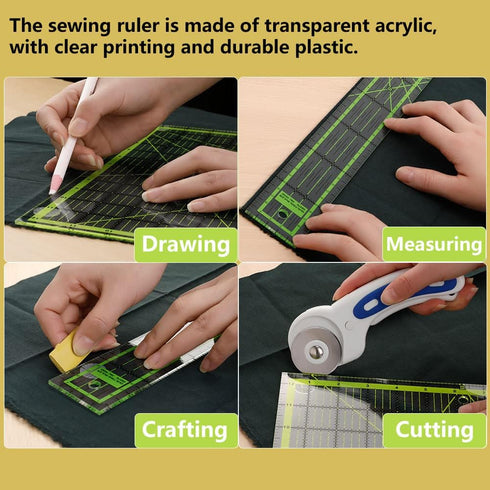 Quilting Sewing Ruler,5 x 30cm High Transparent Sewing Drawing Template Tailor Dressmaker Quilting Tool with Grid Lines for Designers Tailors Quil...