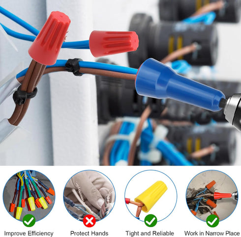 SUNJOYCO 3PCS Wire Nut Twister Tools for Drill, Wire Twisting Spinner, Wire Spin Twister Nut Connector Socket, Wire Twisting Tools with 1/4" Chuck...