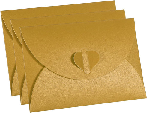 PATIKIL Gift Card Envelopes, 36 Pack Heart Shaped Clasp Small Gift Cards Holder Mini Envelope for Birthdays Weddings, Gold...