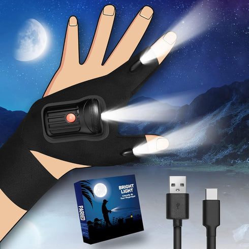 Fathers Day Gift from Daughter Son Wife, Flashlight Gloves for Men Rechargeable (2 Pcs) for Men Dad Him Husband Brother Who Have Everything, Cool ...
