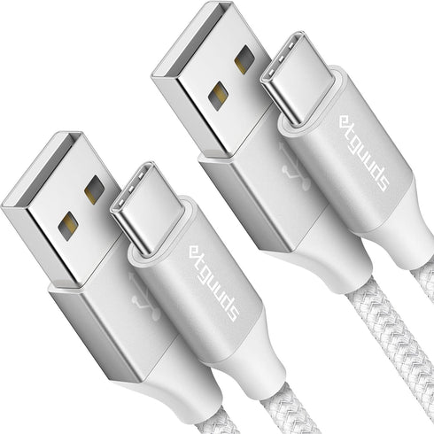 etguuds White USB C Cable 3.3ft Fast Charging, 2-Pack Type C Cable Braided USB to USB C Cable Compatible with Samsung Galaxy S23 S22 S21 S20 S10 S...