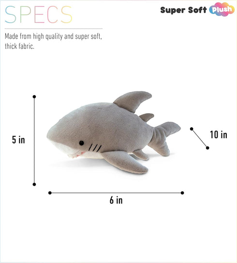 DolliBu Shark Plush - Super Soft Stuffed Animal Marine Gray Shark, Realistic Ocean Animal Plush Toy Shark for Boys and Girls, Cute Sea Creature Pl...