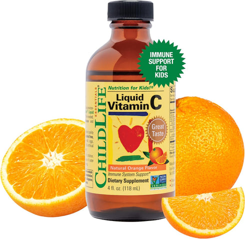 CHILDLIFE ESSENTIALS Liquid Vitamin C for Infants, Toddlers & Kid- Immune Support, All-Natural, Gluten-Free, Allergen Free, Non-GMO, High in Antio...