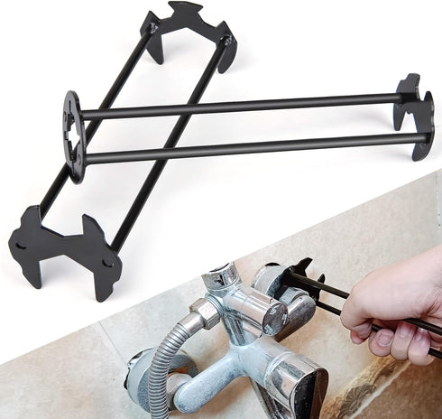 2-Pack Universal Sink Wrench Set - Multifunctional 7-Size Under Basin & Four-Claw Hexagon Plumbing Installation & Removal Tools for Bathroom & Kit...