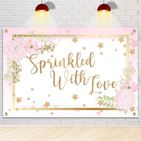 Sprinkled with Love Backdrop Banner - Baby Shower Party Decorations for Boy Girl - 6x4ft...