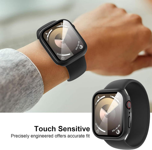 Suoman 3-Pack for Apple Watch Series 6 5 4 44mm Waterproof Case, 360° All-Round Protective Hard PC Tempered Glass Screen Protector for iWatch Seri...