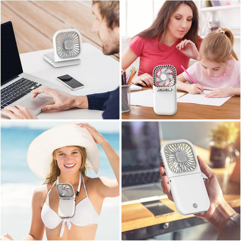 AICase Handheld Portable Mini Fan Small Battery Operated Fan 6 in 1 Personal Fan 3000 mAh USB Rechargeable,3 Speed Adjustable,Neck lanyard for Off...