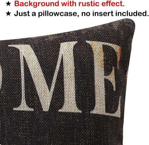 TRENDIN Decorative Throw Pillow Cover 20x12 inch Rustic Look Black Welcome to Our Porch Cushion Case Rectangular Shape PL347TR...