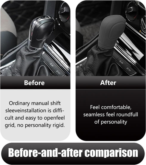 2 PCS Car Silky Smooth Gear Shift Head Cover, Elastic Anti-Stretch Silicone Open Gear Knob Decorative Protective Cover, Modification Replacement A...