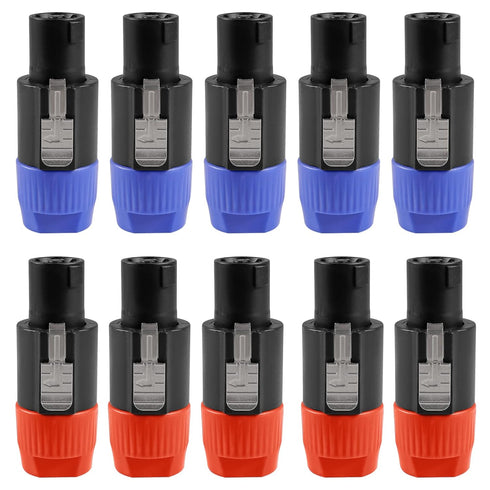 4-Pole 4Pin NL4FC Connector Ohm Plug Speaker Audio Cable Plug Adapter Compatible with Neutrik Speakon NL4FC, NL4FX, NL2FC (5pcs Orange + 5pcs Blue...
