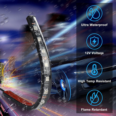 Car LED Strip Light Interior, Sound Active 4 Lines 48 LEDs Multicolor Music Sync Interior Car Lights Under Dash Waterproof led Lights for car, Wir...