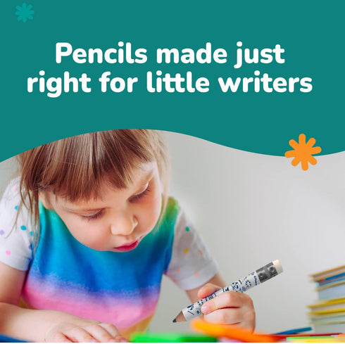 Channie's My First Pencil, Easy-to-Hold Jumbo Pencils for Preschoolers, Kindergarteners & 1st Graders, White Wooden 2B Fat Pencils for Kids Ages 3...