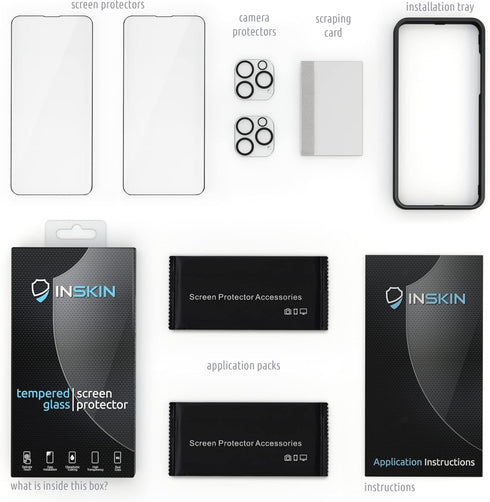 Inskin Tempered Glass Screen Protector for iPhone 14 Pro Max 6.7 inch - Ultimate 2+2 Bundle with Camera Lens Guard and Auto Alignment Tray - Ultra...