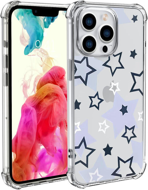 Cute Star Phone Case for iPhone 11 Star Case Cover Clear Phone Case w/Four Corner Reinforced Shockproof Girly Women Phone Cover Transparent Preppy...