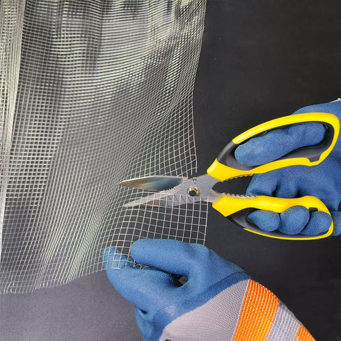 Scissors Heavy Duty 8'', Carpet Scissors, Multipurpose Scissors with Protective Cover, Stainless Steel Serrated Blades, Easy Cutting Cardboard, Le...