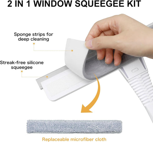 SetSail Window Squeegee, 2-in-1 Small Squeegee for Window Cleaning All-Purpose Compact Size Window Cleaner Tool with 42 Inch Extension Pole Profes...