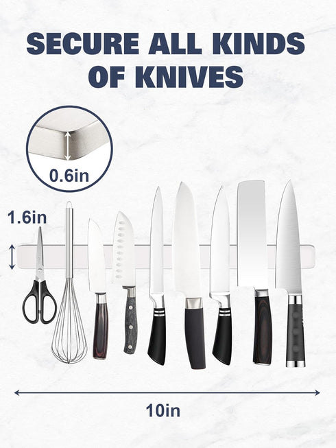 Magnetic Knife Holder for Wall, Stainless Steel Knife Magnetic Strip for Refrigerator with Strong Adhesive Tape, Kitchen Storage Magnetic Knife Ba...