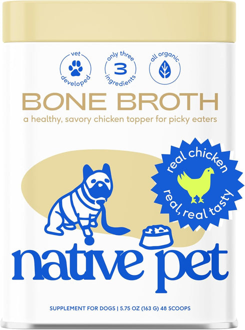 Native Pet Bone Broth for Dogs and Cats – Dog Bone Broth Powder for Dog Food Topper for Picky Eaters – Cat and Dog Broth - Dog Gravy Topper for Dr...