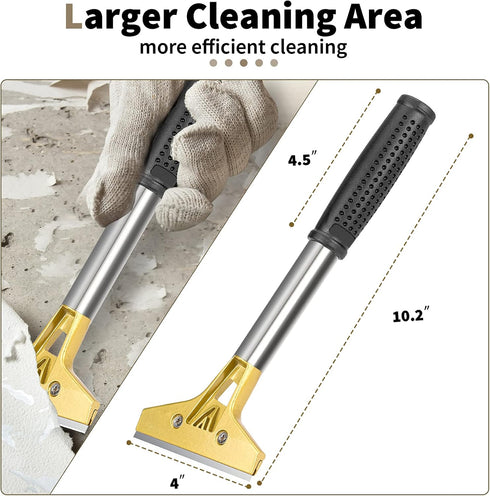Razor Blade Scraper, 4 inch Scraper Tool with 10PCS Extra Metal Blades, Large Cleaning Razor Scraper, Floor Scraper, Glass Stove top Scraper, Wind...