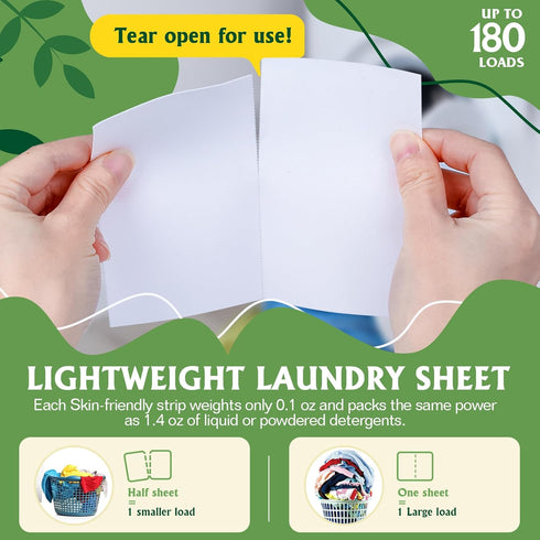 Laundry Detergent Sheets,90 Sheets (up to 180 loads) Eco Friendly Laundry Soap Sheets,Travel Laundry Detergent, No Plastic Jug,New Liquid-Less Tec...