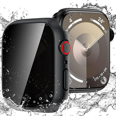 Goton Waterproof Privacy Case for Apple Watch Series 9 8 7 6 5 4 SE Ultra 40mm 44mm 41mm 45mm 49mm, Hard PC Bumper Tempered Glass Screen Protector...