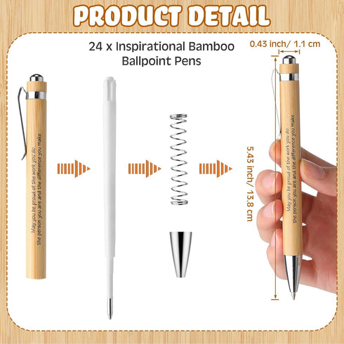 Yeaqee 49 Pcs Thank You Gifts Set Includes Inspirational Bamboo Pen Motivational Quote Card Twine Employee Appreciation Gift for Coworker School T...